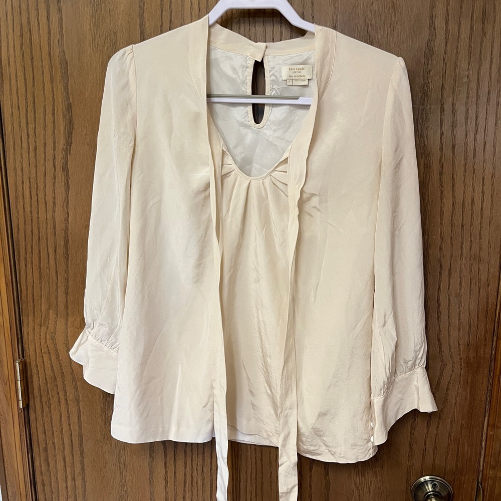 Kate Spade Cream Blouse with Tie Detail